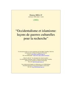 Occidentalisme et islamisme : leçons de guerres culturelles pour ...
