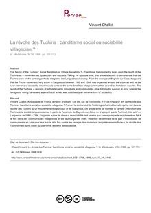 La révolte des Tuchins : banditisme social ou sociabilité villageoise ? - article ; n°34 ; vol.17, pg 101-112