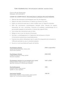 CV 2010 T. FOURNIER - Psycho-Ressources: psychologie, psychologues