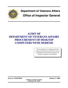 Department of Veterans Affairs Office of Inspector General Audit of  Department of Veterans Affairs 