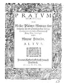 Partition Altus, Pratum spirituale, det er Messer, Salmer, Motteter, som brugelig ere udi Danmark og Norge, komponerede med 5 Stemmer