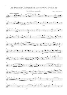 Partition clarinette (C), 3 duos pour clarinette et basson, C, F and B♭
