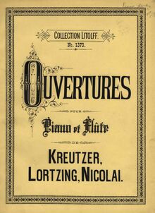 Partition couverture couleur, Ouvertures choisies de Kreutzer, Lortzing, Nicolai.