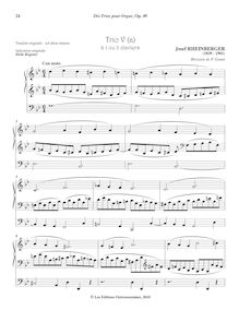 Partition No.5 Trio (Version en G minor), 10 Trios pour orgue, Rheinberger, Josef Gabriel
