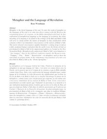 Metaphor and the Language of Revelation
