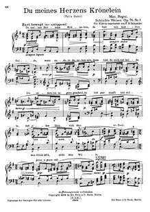 Partition complète (scan), Simple chansons, Op.76, Schlichte Weisen, Op.76 par Max Reger