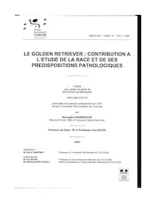 Le Golden Retriever : contribution à l étude de la race et de ses prédispositions génétiques