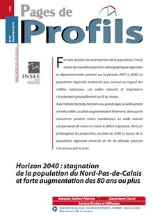 Horizon 2040 : stagnation de la population du  Nord-Pas-de-Calais et forte augmentation des 80 ans ou plus