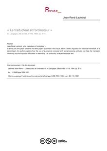 « Le traducteur et l ordinateur » - article ; n°116 ; vol.28, pg 5-19