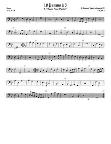 Partition viole de basse, Pavan à 5 No.4, Four-note pavan, G minor