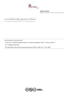 Le troisième âge agraire du Maroc - article ; n°422 ; vol.77, pg 385-413