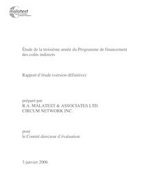 Étude de la troisième année du Programme de financement des coûts  indirect - Rapport d étude (