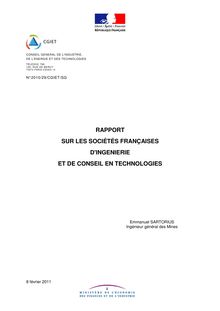 Rapport sur les sociétés françaises d ingénierie et de conseil en technologies