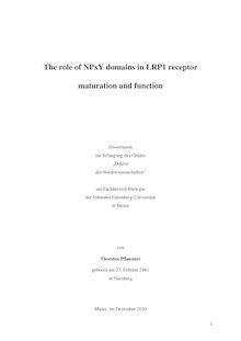 The role of NPxY domains in LRP1 receptor maturation and function [Elektronische Ressource] / von Thorsten Pflanzner