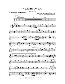 Partition Soprano Saxophone (B♭), Marsovia valses, B♭, Blanke-Belcher, Henriette