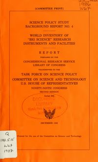 World inventory of "big science" research instruments and facilities : report