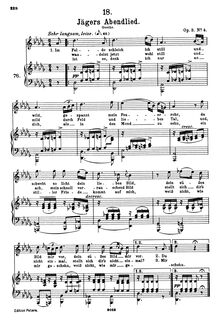 Partition complète, Jägers Abendlied (2nd setting), D.368 (Op.3 No.4)