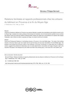 Relations familiales et rapports professionnels chez les artisans du bâtiment en Provence à la fin du Moyen Âge - article ; n°30 ; vol.15, pg 55-68