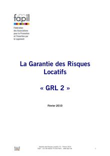 La Garantie des Risques Locatifs « GRL 2 »
