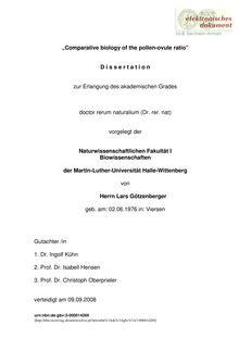 Comparative biology of the pollen ovule ratio [Elektronische Ressource] / von Lars Götzenberger