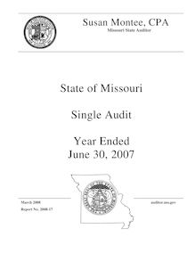 State of Missouri Single Audit Year Ended June 30, 2007