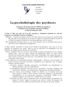 La psychothérapie des psychoses  (Conférence publique)