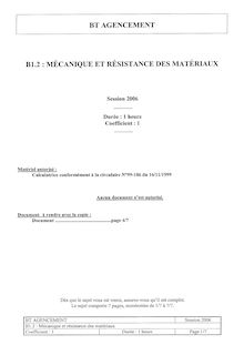 Mécanique et résistance des matériaux 2006 BT Agencement