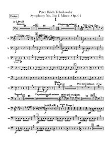 Partition timbales, Symphony No.5, E minor, Tchaikovsky, Pyotr