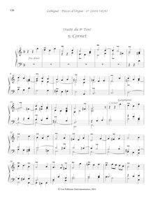 Partition , Cornet, Livre d orgue No.1, Premier Livre d Orgue, Lebègue, Nicolas