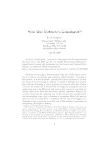 Who Was Nietzsche s Genealogist?