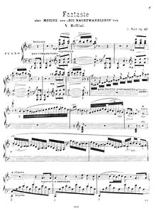 Partition complète, Fantaisie mélodique sur La sonnambula, de Bellini