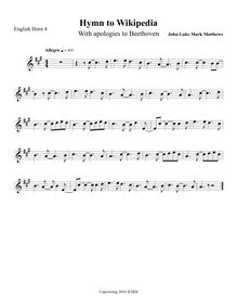 Partition anglais cor 4, Hymn to Wikipedia, D major, Matthews, John-Luke Mark