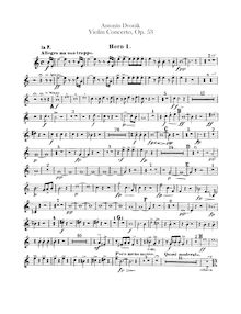 Partition cor 1, 2 (en F), 3, 4 (en D), violon Concerto, Koncert pro housle a orchestr