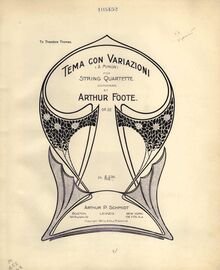 Partition couverture couleur, corde quatuor, Op.32, E major, Foote, Arthur