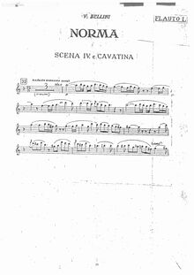 Partition flûte 1, Norma, Tragedia liricia in due atti, Bellini, Vincenzo