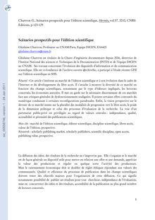 Chartron G Scénarios prospectifs pour l édition scientifique Hermès vol CNRS