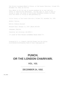 Punch, or the London Charivari, Volume 103, December 24, 1892