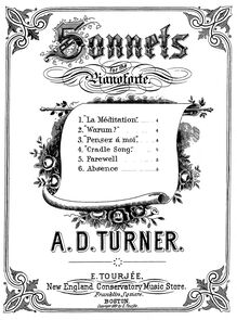 Partition , Abscence, Sonnets pour pour Piano, Turner, Alfred Dudley