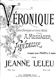 Partition Fantaisie pour piano 4 mains, Véronique, Opéra-comique en trois actes