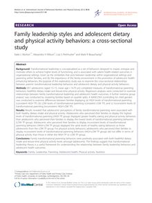 Family leadership styles and adolescent dietary and physical activity behaviors: a cross-sectional study