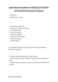 Epoxidized soybean oil (ESO) (CAS 8013-07-8) Market Research Report