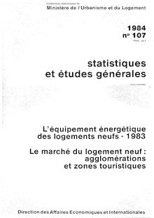 Commercialisation des logements neufs (enquête trimestrielle) ECLN - 1971-1986 - Récapitulatif. : [Le]marché du logement neuf : agglomérations et zones touristiques.