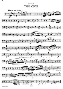 Partition de violoncelle, 3 Piano Trios, Hob.XV:3-5, C Major, F Major, G Major par Joseph Haydn