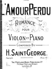Partition de piano, L amour Perdu, Romance, D Major, Saint-George, Henry