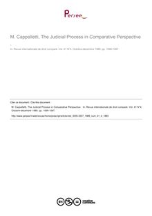 M. Cappelletti, The Judicial Process in Comparative Perspective . - note biblio ; n°4 ; vol.41, pg 1066-1067