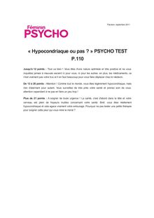 « Hypocondriaque ou pas ? » PSYCHO TEST P.110