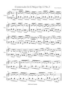 Partition complète, Contrewaltz en G Major Op.12 No.3, Hamlin, David