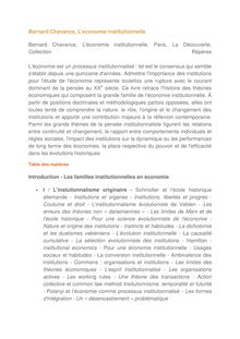 Bernard Chavance, L économie institutionnelle Bernard Chavance, L ...
