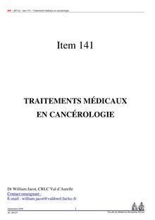 MIB MT10 Item Traitements médicaux en cancérologie