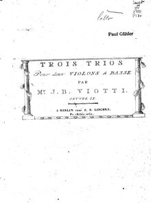 Partition violoncelle, 3 corde Trios, WIII 16-18 (Op.18), Viotti, Giovanni Battista par Giovanni Battista Viotti